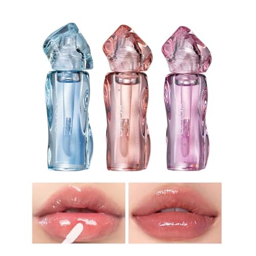 Lip Glow Oil Set, Sheer Lip Glosses Set, Watery Clear Texture, Can Be Used Alone or Layered Over Lipstick for Plumping Lips (3 Packs)