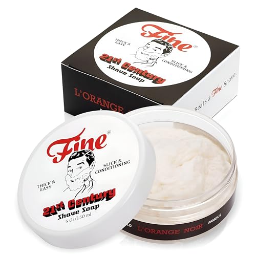 Mr. Fine 21C Men¡¯s Shaving Soap, Builds Thick & Easy Lather, Protects From Razor Burn & Irritation, No Artificial Colors, Made In Italy, 5oz. (150ml), L'Orange Noir