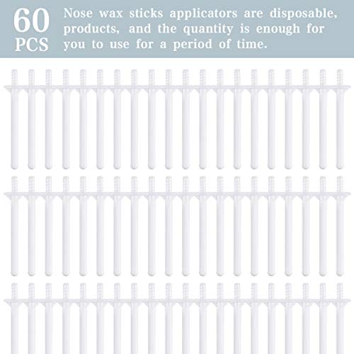 60 Pieces Rolybag Plastic Nose Wax Applicator Wands for Hair Removal & Nostril Cleaning