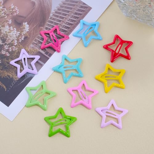 Star Hair Clips 100PCS Metal Snap Barrettes for Girls Women