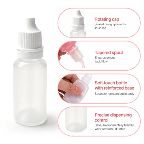 10PCS Plastic Dropper Bottles Set with Funnels - 10ml & 15ml Travel Squeeze Bottles for Essential Oils & DIY Projects