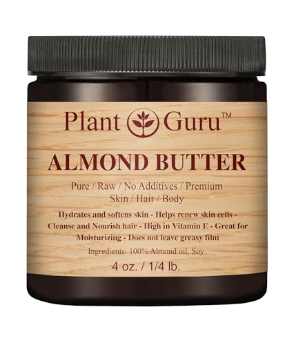 Almond Body Butter 4 oz 100% Pure Raw Fresh Natural Cold Pressed. Skin, Hair, Nail Moisturizer, For DIY Creams, Lip Balms, Lotions and Soap Making