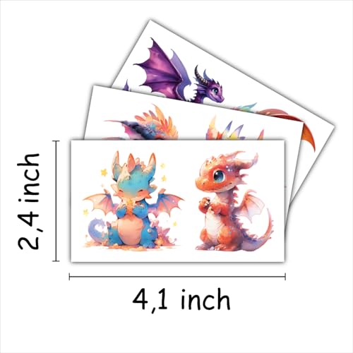 Temporary Tattoos Dragons - 30 Sheets (60+ Designs)