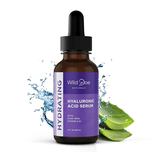 Pure Hyaluronic Acid Serum for Face: Hydrating Serum for Dry Skin/Oily Skin Control, Anti Wrinkle Face Serum, Lip Plumper -Hyaluronic Acid Vitamin C Serum + Aloe Vera, Vitamin E -Boosts Elasticity 4oz