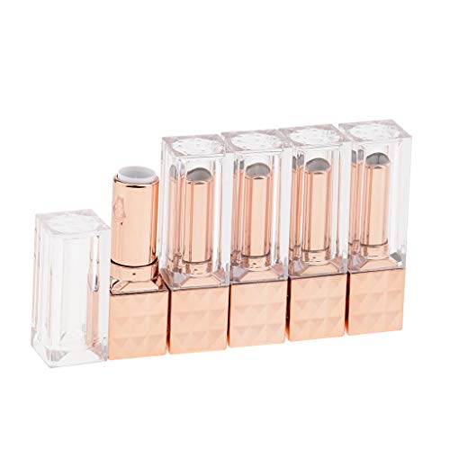 5pcs Empty Lip Balm Tubes DIY Lipstick Tube Lip Balm Bottle Case Cosmetic Bottle Container - Rose Gold