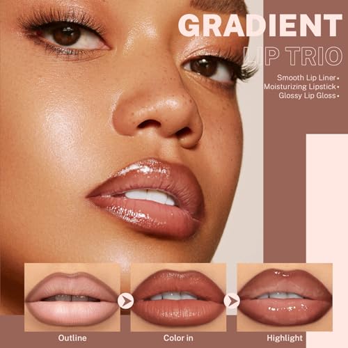 Noerrors 3Pcs Lip Combo Set - Liner, Lipstick & Gloss