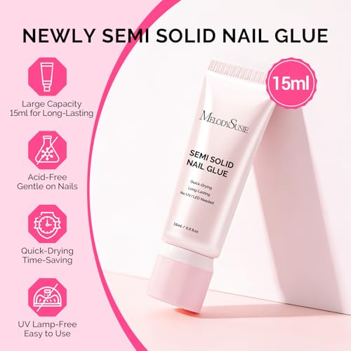 MelodySusie Nail Glue for Press On Nails, 15ml