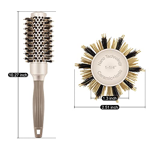 Round Barrel Hair Brush with Boar Bristles & Ceramic Coating