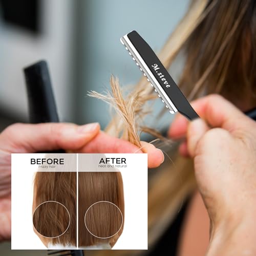 Hair Razors For Cutting Hair 6.89",Professional Styling Thinning Texturizing Cutting Razor with Replacement Blades,Ideal for Salon/Home -11PCS Black