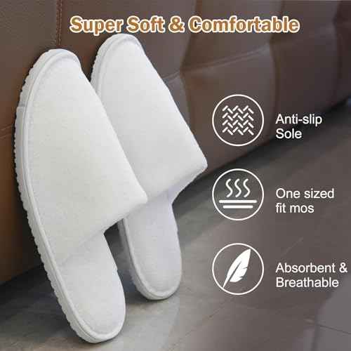 AQUEENLY 6 Pairs Disposable Slippers for Guests, Washable Spa Slippers House Slippers for Guests, Hotel Slipper Guest Slipper for Shoeless Home, Non Slip Indoor Slipper for Women Men