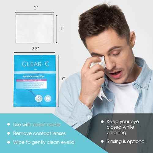 Clear C Eyelid Wipes Pre-Moistened for Dry Eyes ? Rinse Free Eye Lid Cleaning Wipes ? Individually Wrapped Travel Eye Wipes, 3 Boxes of 30