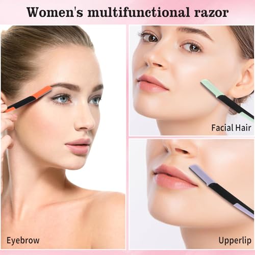 3-Pack Dual-Tone Eyebrow Razor for Women - Exfoliating Face Shaver & Facial Hair Remover | Safe & Precise Beauty Tool for Perfect Brows, Clean Girl Aesthetic, Travel Essentials