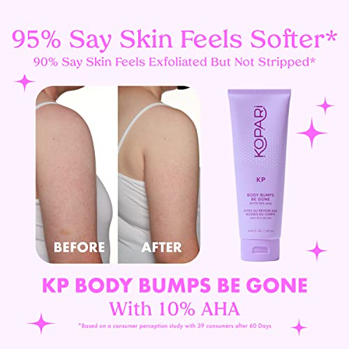 Kopari KP Body Bumps Be Gone Exfoliating Body Scrub with 10% AHA, to Smooth Skin, Reduce Bumps, Decongest Pores, Clarifying, Gently Exfoliate & Wash | 2 oz