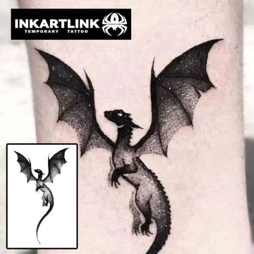 INKARTLINK Semi-Permanent Temporary Tattoos, 2 Sheets Dragon