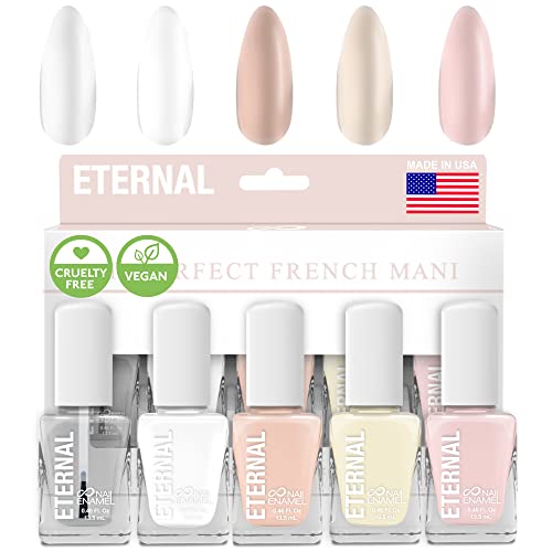 Eternal White French Nail Polish Set (ET VOILA) - Clear Nail Polish Set for Girls - Lasting & Quick Dry Pastel Nail Polish Set for Women for Home DIY Mani Pedi - Made in USA, 13.5mL (Set of 5)