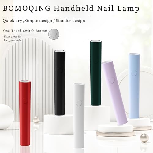 BOMOQING UV Light for Gel Nails,Handheld UV Lamp for Gel Nails,Led Nail Lamp Mini Portable Cordless Rechargeable,Flash Cure Lamp for Gel Nails with Stand,Salon Home DIY (White)