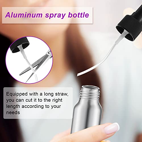 2oz Aluminum Fine Mist Spray Bottles Reusable Metal Atomizer Bottles Empty Small Spray Bottle Storage Travel Size with Black Pump for Cosmetic Perfume Toner Face Spray Essential Oil Storage(18 Pcs)