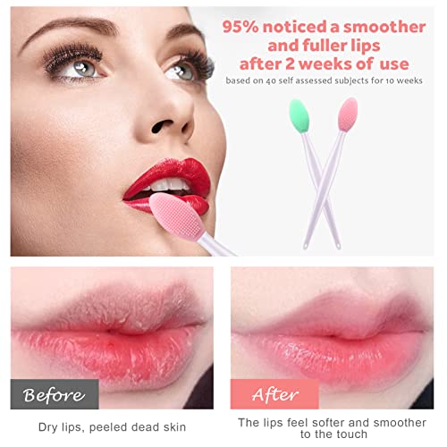 Lip Scrub Brush Exfoliator - Double-Sided Silicone Tool, 2 Pack