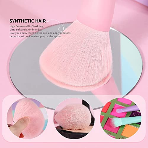 Docolor 17Pcs Colourful Makeup Brushes Set + 54Colors Gemstone Eeyshadow Palette Ultra Pigmented Matte Shimmer Metallic Natural Blendable Cream Powder Long Lasting Waterproof Make Up Eye Shadow