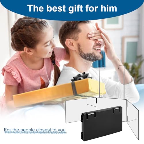 Black Oyster 3-Way Self Hair Cutting Mirror with Adjustable Hooks for Men & Barber Use