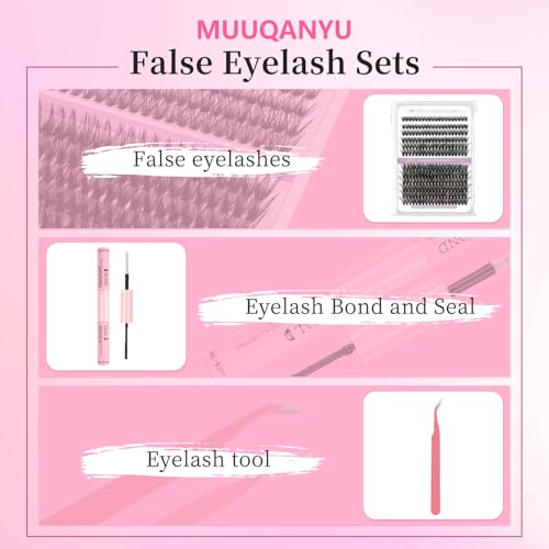 False Eyelashes 240PCS Eyelash Clusters 8-16mm 30D Individual Lashes with Lash Bond and Seal Applicator for Lash Extension Beginners