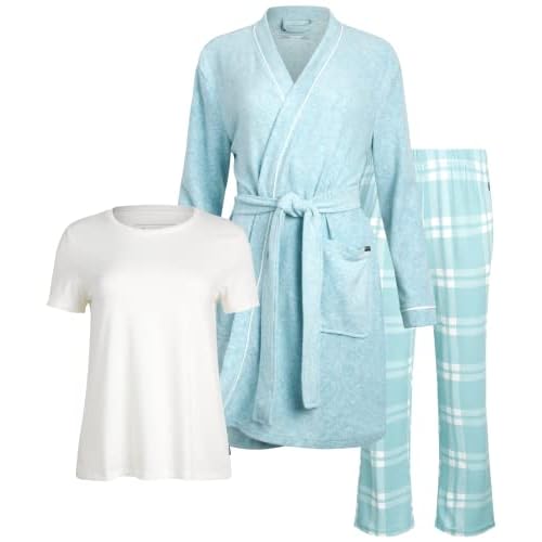 Eddie Bauer Women¡¯s Pajama Set ? 3 Piece Sleepwear Set - Bathrobe, T-Shirt, and Lounge Pants Set for Women (S-XXL)