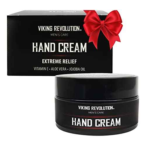 Viking Revolution Men's Hand Cream - Repair Cream for Dry, Cracked Hands - Aloe Vera Treatment with Vitamin E (3.5oz)