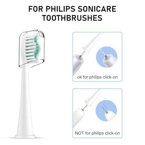Toothbrush Heads for Philips Sonicare Replacement Brush Heads with Protective Cover Soft Dupont Bristles Electric Toothbrush Replacement Heads for Oral Health, 4 Pack