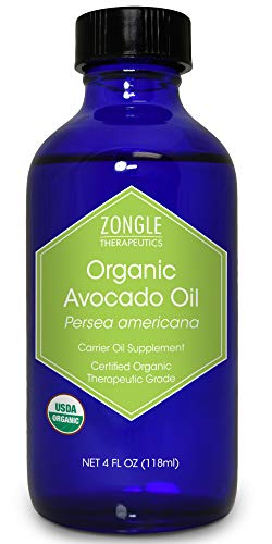 Organic Avocado Oil, for Cooking, Hair, Skin – 100% Pure, Avocado Oil Organic, Cold Pressed, Unrefined, by Zongle Therapeutics, 4 OZ