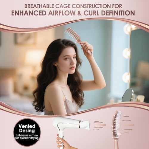 SHINLEA Detangling Brush for Curly Hair - Vented Curved Design