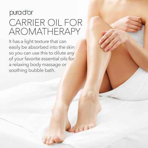 PURA D'OR 16.9 Oz ORGANIC Sweet Almond Oil (GLASS BOTTLE) 100% Pure & Natural USDA Certified Cold Pressed Carrier Oil For DIY Beauty - Non-Greasy, Unscented, Hexane Free Moisturizer - For Hair & Skin