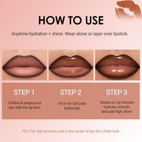 Erinde SET F Lip Liner & Gloss Set - Nourishing Nude & Brown Lip Kit for Women
