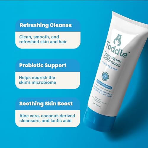 3-in-1 Probiotic Baby Shampoo and Body Wash, Plant-Based Kids¡¯ and Toddler Body Wash for Sensitive Skin with Aloe and Lactic Acid, Fragrance-Free, Pediatrician Tested, 8 oz
