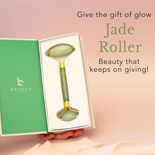 Beauty by Earth Jade Roller for Face - Face Massager Skin Care Tools with Small Eye Roller for Puffy Eyes, Face Care to Reduce Puffy Eyes, Facial Roller Self Care Gifts for Women