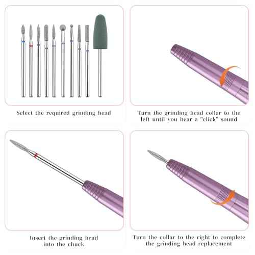 10 PCS Nail Drill Bits Set for Manicure, Professional Russian Manicure Nail Diamond Bits, Cuticle Remover Nail Products for Manicure Pedicure for Home and Nail Salon