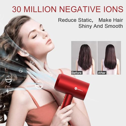 Slopehill Agate Red Ionic Hair Dryer 1800W Fast Drying Low Noise Professional Styling Tool