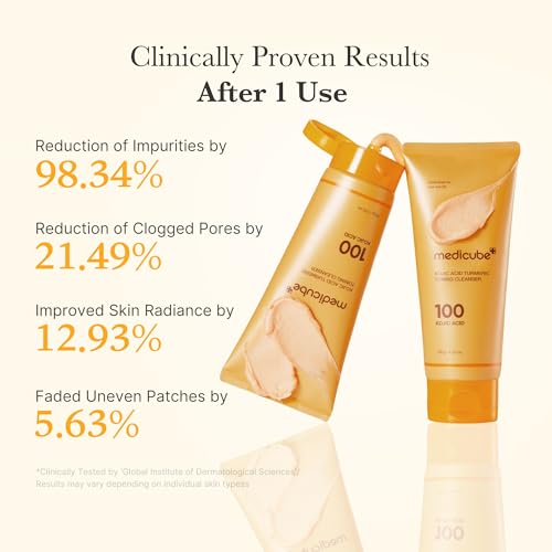 medicube Kojic Acid Turmeric Cleansing Foam & Pore Brush Set: Kojic Acid Turmeric Whip Cleanser and Multi Pore Brush & Face mask Applicator
