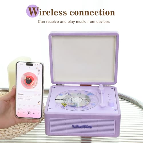 Portable Bluetooth CD Player with Rechargeable Battery & Speakers - Retro Design, AUX/TF Card Support