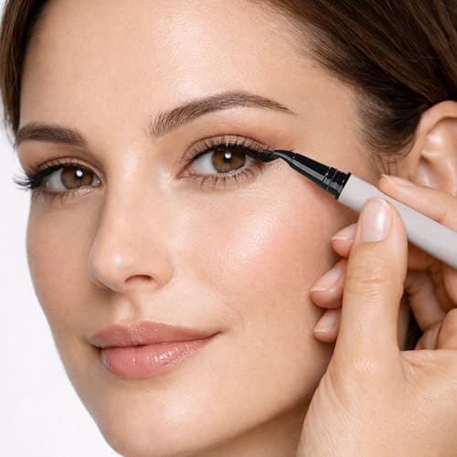 Curved Tip Liquid Eyeliner Pen - Ultra-Fine Precision Black