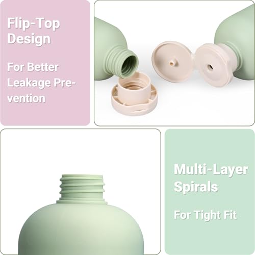 ASEVAT 13.5oz Travel Shampoo Bottles Set of 4 - Leak Proof