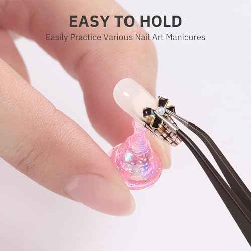 Etercycle 2 Set Nail Holder for Display Painting Nails - Aurora Acrylic Magnetic Practice Nail Stand Set - Fake Nail Holder for Press On Nails with Reusable Adhesive Putty (Aurora Pink)