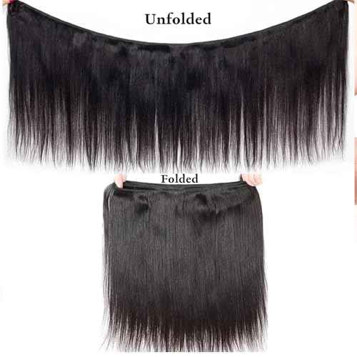 Straight Bundles Human Hair 16 18 20 22 Inch 100% Unprocessed Brazilian Virgin Hair 4 Bundles Human Hair Trippy Hair Weave Bundle Extension for Black Women Natural Color