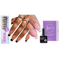 btartboxnails French Nails Black - Builder Gel, Square Nail Tips, 150Pcs Soft Gel Tips