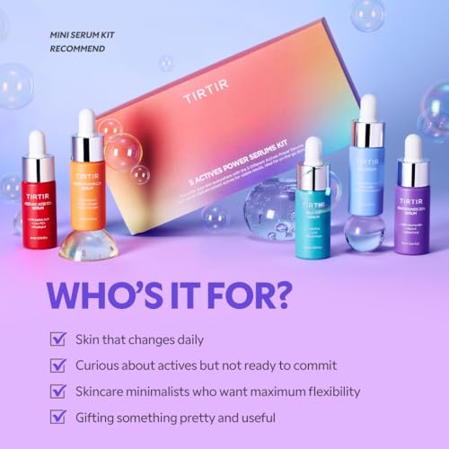TIRTIR 5 Actives Power Serums Kit ? Korean Skin Care Set with Vitamin C, Niacinamide, Azelaic & Hyaluronic Acid, Hydrating Serum, Radiance Boost, Nourishment, Travel Essentials, Skincare Gift