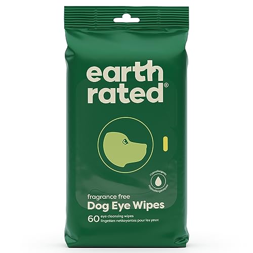 Earth Rated Pet Eye Wipes, Hypoallergenic Eye Wipes for Dogs & Cats to Reduce Tear Stains & Eye Discharge, Fragrance Free, 70 Count