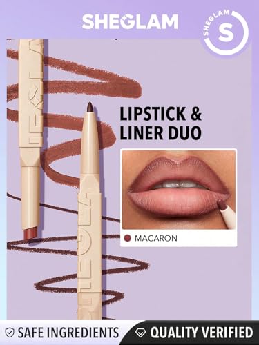 SHEGLAM Macaron 2-in-1 Matte Lip Liner & Lipstick Set - Long Lasting, Trendy