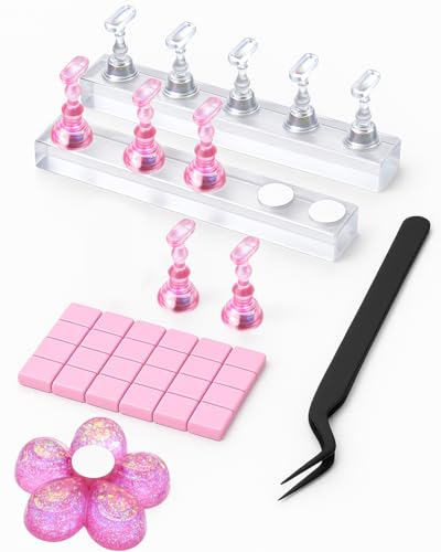 Magnetic Nail Art Practice Stand Kit with Reusable Putty & Tweezers