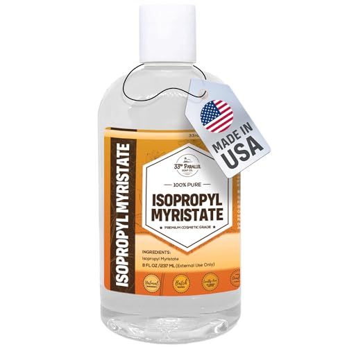 ISOPROPYL MYRISTATE (8 oz) Natural Plant Derived Cosmetic Grade IPM for Soap Making, Fragrances, Shampoo, Creams & Lotion, Makeup & Adhesive Remover, Antiperspirants & Deodorants | 8 Ounces