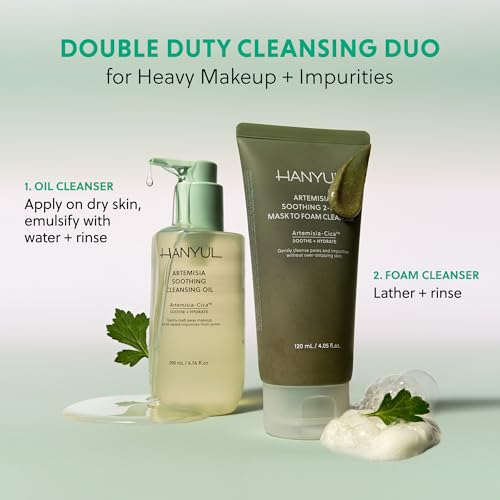 Hanyul Artemisia Soothing Cleansing Oil | Gentle, Soothing Cleanse to Hydrate + Remove Impurities