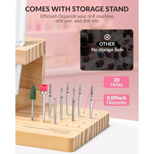 BAOSHISHAN Professional Nail Drill Machine, 45000RPM Rechargeable Cordless Nail Drill with Holder &11 Drill Bits for Acrylic Nails Remove Nail Gel Polish Manicure for Salon Home